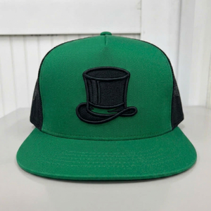 OEM Custom Logo Trucker Cap 3D Puff Embroidery Green Mesh Back <b>Flat</b> Brim Snapback <b>Hat</b> for Outdoor Hunting Wholesale OEM - Product Image 1