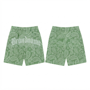 Pantalones Cortos Deportivos de Malla de Algodón Premium de 180 g/m² para Hombre, Color Verde Salvia, Sublimación Personalizada, Bordado, Impresión en Serigrafía, Transpirables e Impermeables - Product Image 1