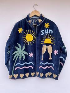 Chaqueta de Algodón Ecológica Reversible Acolchada Impermeable de Terciopelo Suzani de Talla Grande para Adolescentes y Mujeres |   Ropa de Playa para Invierno, Regalo - Product Image 5