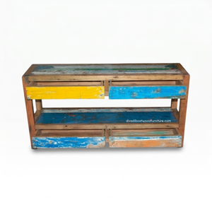 Rustic Teak Wooden <b>Console</b> <b>Table</b> 4 Drawers Handmade Antique Eco-Friendly Villa Entryway Living Room Apartment Hotel Home - Product Image 2