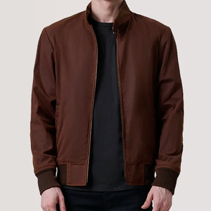 Chaqueta Bomber Marrón Unisex Profesional, Cortavientos de Primera Calidad con Cuello Alto, Estilo Minimalista y Elegante, Ropa Casual de Alta Gama - Product Image 1