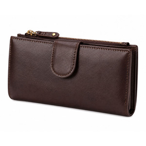Modern Women's Long Genuine Leather <b>Wallet</b> RFID Blocking Multiple <b>Card</b> Slots Large Capacity Zipper Clutch Purse - Product Image 1