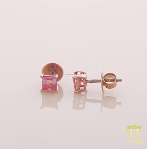 Luxury Pink Princess Cut Moissanite Diamond Stud <b>Earrings</b> In 925 Sterling Silver Secure Screw <b>Back</b> Jewelry For Women And Girls - Product Image 5