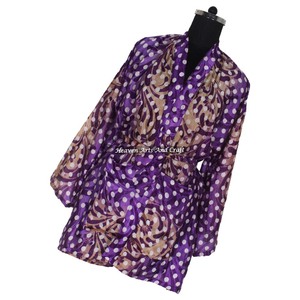 KS002 Hermoso Kimono Sari Vintage, Túnica Corta, Estampado Floral de Verano, Estilo Bohemio, Manga Larga, Holgado, para Vacaciones - Product Image 5