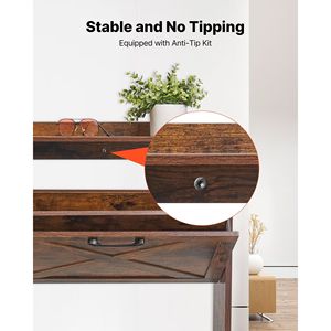 Zapatero de 4 cajones estilo rústico con dispositivo antivuelco, patas de madera independientes y cajones abatibles para almacenamiento de zapatos. - Product Image 6