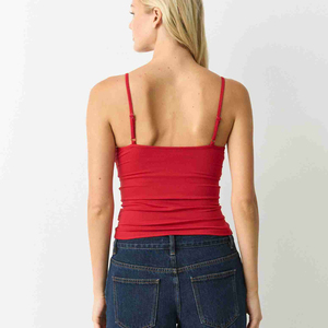 Women's Camisole Tank <b>Top</b> Sleeveless Outerwear 100% Cotton Knitted Hip Hop Style Solid Ribbed Crop <b>Top</b> Custom Breathable Cami - Product Image 4