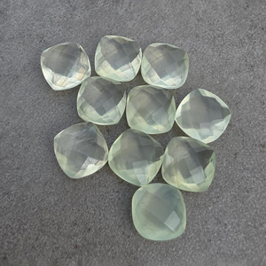 Natural Prehnite Checker Cut Calibrated Briolette <b>Cushion</b> AAA+ Gemstone, Loose Stone for Jewelry Making Custom Sizes Available - Product Image 4