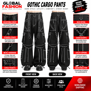 Pantalones de Moda Oscura Unisex, Corte Holgado, Estilo Gótico Urbano, Cintura Ajustable, Personalizados - Product Image 5