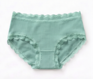 Ensemble soutien-gorge sans armatures et culotte hipster vert menthe pour femme avec bordure en dentelle, taille mi-haute, sans couture, sous-vêtements quotidiens - Product Image 3