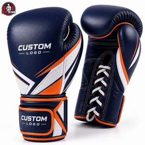 Gants de boxe à lacets bleu marine et orange, personnalisés, durables, tendance, pour la vente en gros 2026 - Product Image 5