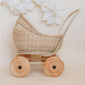 Chariot de poupée en rotin tissé à la main écologique, landau en gros, poussette pour poupées, jouets modernes pour enfants - Product Image 1