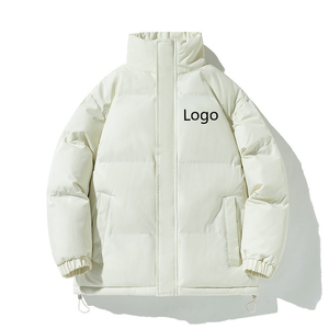 Chaqueta de plumón blanca para hombre, gruesa, con cuello alto y cremallera, ajuste holgado, cortavientos, rellena de plumón, para invierno - Product Image 1