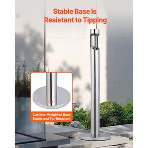 Posacenere Cilindrico da Esterno Autoportante in Acciaio Inossidabile Resistente alle Intemperie, Contenitore per Mozziconi di Sigaretta - Product Image 4