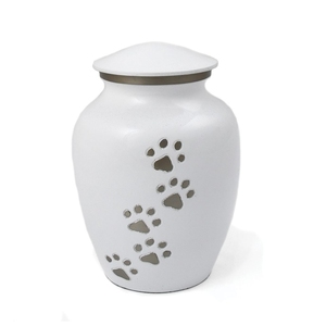 Premium Pewter Finished Brass Pet <b>Urn</b> Intricate Floral Lid <b>Cat</b> Ashes Storage Jar - Product Image 2