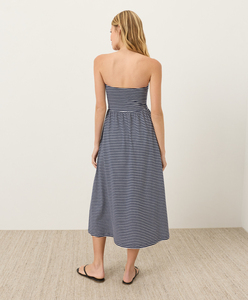 Robe bustier décontractée en coton rayé pour femme avec taille élastique et taille naturelle – Parfaite pour un look décontracté - Product Image 1