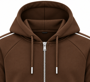 Conjunto deportivo informal para hombre, con sudadera con capucha y cremallera marrón y pantalones tipo jogger. - Product Image 3