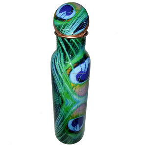 PAVO REAL IMPRESO MEENA BOTELLA DE COBRE IMPRESO BOTELLA MEENA - Product Image 1