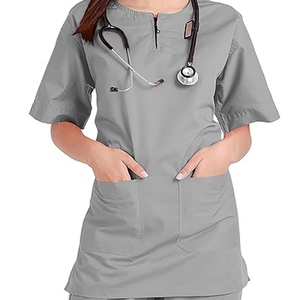 Ensemble de blouses médicales pour hommes, violet, col en V, manches courtes, uniforme en coton et polyester tissé, vêtements d'hôpital - Product Image 6
