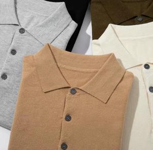Chemise à manches courtes en tricot pour homme, motif à pois, coupe décontractée, boutons sur le devant, 100% coton, séchage rapide - Product Image 2