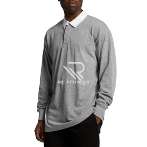 Polo homme à manches longues personnalisé, en coton et polyester respirant, avec impression en relief, prix de gros - Product Image 1