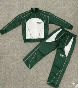 Manufacturer Unisex Sweatsuit <b>Zip</b> <b>up</b> <b>Jacket</b> and Pants Set Reflective Color Block Custom Polyester Nylon Windbreaker Tracskuit - Product Image 4