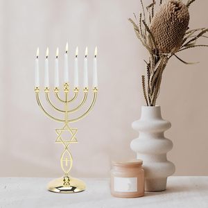 Porte-bougie en métal doré avec motif étoile et croix, support décoratif multi-religieux pour bougies, idéal pour la table, la maison et les événements - Product Image 4