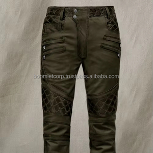 Moda para hombre Western American Genuine Burnt Leather Pants Biker Leather Pants Black Laces Pantalones de cuero para hombre. - Product Image 1