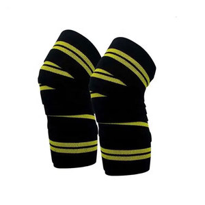Genouillère élastique rayée pour hommes, soutien de compression, design noir et jaune - Product Image 2