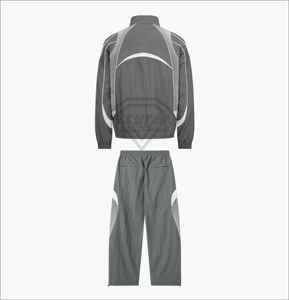 Premium Gray Tracksuit Men Custom Windbreaker Set Contrast Panel Design Sports <b>Jacket</b> Jogger Pants OEM Manufacturer Bulk Sale - Product Image 4