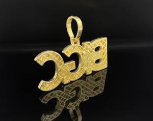 Pendentif Lettre BGC Ice Legacy Custom Iced CZ Ice Reaper en Argent 925 Plaqué, Micro-incrustation de Strass en Cristal, Coupe Brillante - Product Image 3