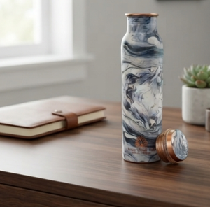 Elegante botella de agua de cobre con estampado de múltiples texturas, elegante y ecológica, perfecta para la hidratación diaria, viajes, gimnasio y oficina. - Product Image 3