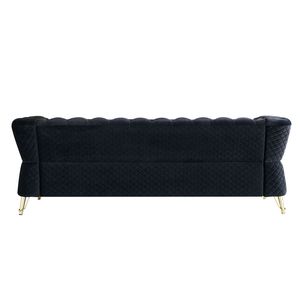 Divano Moderno in Velluto Trapuntato da 87,4 Pollici per Soggiorno, Colore Nero - Product Image 4