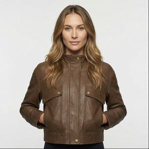 Chaqueta de cuero auténtica cálida de último diseño, chaqueta de cuero de manga larga para mujer, chaqueta de cuero personalizada para mujer - Product Image 1