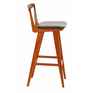 Chaise de bar ergonomique avec repose-pieds hauts en bois de teck massif, style moderne du milieu du siècle, pour hôtel, ferme, projet commercial, intérieur - Product Image 3