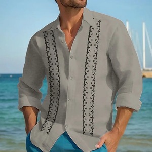 2026 Summer Printed Striped Long Sleeve Button <b>Shirt</b> <b>Men</b> Plus Size Loose Breathable Quick Dry UV Protection Casual <b>Beach</b> <b>Shirt</b> - Product Image 2
