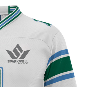 Custom Men's <b>White</b> Soccer Jersey V-Neck Short Sleeve Sublimated Print Moisture Wicking Mesh 100% Polyester Adult Sports Apparel - Product Image 4