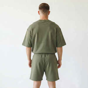 OEM Custom Men's Cotton Short <b>Set</b> Breathable Gym <b>Twin</b> <b>Set</b> with T Shirt Quality Wholesale for Summer Use Short <b>set</b> Tracksuit Men' - Product Image 2