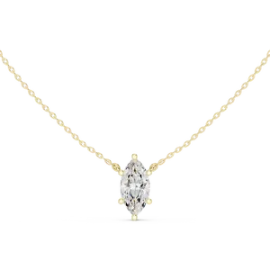Pendentif solitaire en diamant de laboratoire taille marquise, or massif 10K 14K 18K, bijoux fins pour femmes, accessoires, cadeau, chaîne incluse - Product Image 1