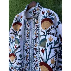 <b>White</b> Suzani Embroidery Velvet Fabric <b>Jacket</b> <b>Jacket</b> for Womens Indian Outfits Available at Wholesale Price For Export - Product Image 5