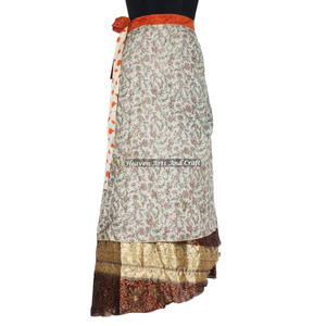 Compre en Línea Faldas Cruzadas de 2 Capas Reversibles, Sari de Seda Mágica, Falda Larga Cruzada, Pareo de Seda, Sarong de Playa, Falda Larga Cruzada Elegante - Product Image 3