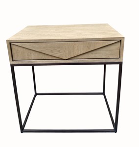 Table d'appoint pour salon en bois de peuplier, table de chevet en bois de peuplier avec 1 tiroir coulissant pour chambre à coucher - Product Image 4