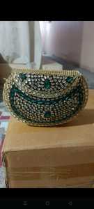 Handcrafted Metal & Pearl Kundan <b>Mirror</b> Work Mosaic Bags with Ornate Detailing for Festive Fashion Gifting and Evening Parties - Product Image 2