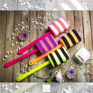 Long Handle <b>Bath</b> Sponge Customizable Private Label Exfoliating Back <b>Scrubber</b> Body Hot Sale Orange Black <b>Bath</b> Gloves - Product Image 4