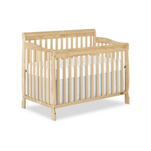 Cuna convertible 4 en 1 de madera maciza con barandilla, cama para niños pequeños para dormitorio infantil, muebles de madera seguros para bebés - Product Image 1