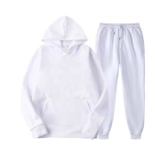 Unisex <b>Purple</b> Hooded Tracksuit Set Solid Color Cotton Sweatshirt Jogger Pants Drawstring Casual Winter Streetwear Reversible - Product Image 3