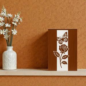 Urne funéraire de luxe en bois avec motif papillon et rose – Élégante boîte à cendres commémorative florale - Product Image 1