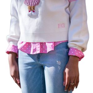 AKA Teddy <b>Bear</b> Cream Sweater Women Chenille Embroidery Graphic Premium Soft Knit <b>Cute</b> Stylish Casual Wear - Product Image 4