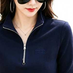 Sudadera Unisex de Forro Polar con Cuello Alto y Cierre de Cremallera de un Cuarto, Color Azul Marino, Marca Oneten Apparel, con Logotipo Bordado, Servicio OEM - Product Image 6