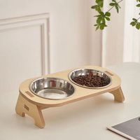 Erhöhter Holz-Futterständer ohne Schüsseln für Katzen, für den Innenbereich, ovale Form, schlichtes Design