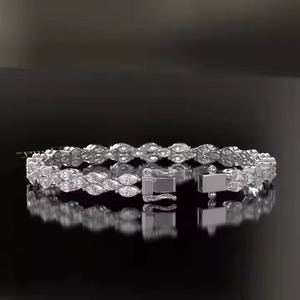 14k Yellow & White Gold Marquis Lab Grown Diamond Tennis Bracelet Fine Jewelry for Women & <b>Men</b> Lab Diamond <b>Bangle</b> - Product Image 2